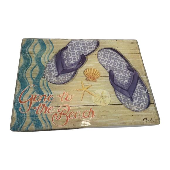 LS Arts Cheese Cutting Board Paul Brent Gone to the Beach - Picture 2 of 6